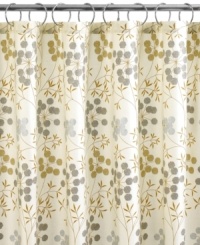 Modern florals get a glamorous makeover in Martha Stewart Collection's Garden Glimmer shower curtain, featuring metallic touches of gold and sliver. Modern florals get a glamorous makeover in Martha Stewart Collection's Garden Glimmer shower curtain, featuring metallic touches of gold and sliver.