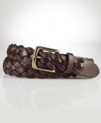 Constructed from rich braided leather, this rugged belt provides a handsome accent to any outfit. Constructed from rich braided leather, this rugged belt provides a handsome accent to any outfit.