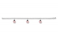 Sterling Silver Children's Pink and Black Ladybug Charm Bracelet, 6.25 Sterling Silver Children's Pink and Black Ladybug Charm Bracelet, 6.25