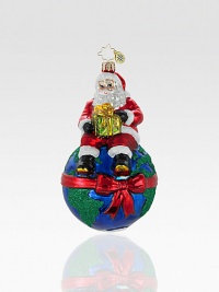 This hand-painted Santa is determined to make the world a better place. Purchase this Santa ornament and a portion of the proceeds will benefit Environmental Awareness. Hand-blownHand-painted5 highMade in Poland This hand-painted Santa is determined to make the world a better place. Purchase this Santa ornament and a portion of the proceeds will benefit Environmental Awareness. Hand-blownHand-painted5 highMade in Poland