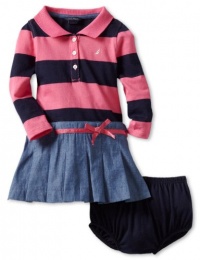 Nautica Sportswear Kids Girls 2-6X Long Sleeve Striped Rugby Chambray Skirt Attached Top, Medium Pink, 6 Nautica Sportswear Kids Girls 2-6X Long Sleeve Striped Rugby Chambray Skirt Attached Top, Medium Pink, 6