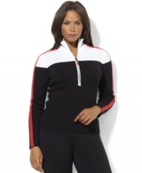 Bold color-blocking lends a fresh, modern feel to Lauren Ralph Lauren's essential active staple crafted from sumptuous combed cotton. Bold color-blocking lends a fresh, modern feel to Lauren Ralph Lauren's essential active staple crafted from sumptuous combed cotton.