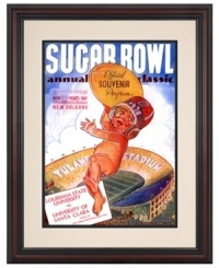 Take home a souvenir from the 1938 Sugar Bowl. The hometown heroes from LSU were crushed 6-0 by the Santa Clara Broncos, but sports fans from either alma mater will cherish this restored cover art from that day's football program. Take home a souvenir from the 1938 Sugar Bowl. The hometown heroes from LSU were crushed 6-0 by the Santa Clara Broncos, but sports fans from either alma mater will cherish this restored cover art from that day's football program.