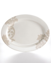 Bold design and uncompromising quality make the Lisbon oval platter easy to love. Embrace stenciled grey florals or mix and match with equally fresh Banded dinnerware, also by Martha Stewart Collection. Bold design and uncompromising quality make the Lisbon oval platter easy to love. Embrace stenciled grey florals or mix and match with equally fresh Banded dinnerware, also by Martha Stewart Collection.