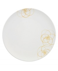 A modern canvas for everyday meals, the Bloom Sun round platter has a smooth, flat surface that's artfully scribbled with golden florals for a look that's fresh – and in durable porcelain – not fussy. From Villeroy & Boch. A modern canvas for everyday meals, the Bloom Sun round platter has a smooth, flat surface that's artfully scribbled with golden florals for a look that's fresh – and in durable porcelain – not fussy. From Villeroy & Boch.