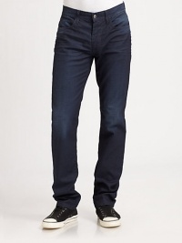 Cotton jeans in a rich hue offering a classic five-pocket design.Button closureZip flyBelt loopsFive-pocket styleInseam, about 34CottonMachine washMade in USA Cotton jeans in a rich hue offering a classic five-pocket design.Button closureZip flyBelt loopsFive-pocket styleInseam, about 34CottonMachine washMade in USA