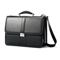 Samsonite Leather Flapover Briefcase (Black) Samsonite Leather Flapover Briefcase (Black)