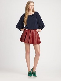 The classic peasant blouse elevated in dreamy matte silk for that light, feminine look that Alice + Olivia is known for.Smocked boatneckGathered sleevesSmocked cuffsElastic waistPullover styleSilkDry cleanImportedModel shown is 5'8½ (174cm) wearing US size Small. The classic peasant blouse elevated in dreamy matte silk for that light, feminine look that Alice + Olivia is known for.Smocked boatneckGathered sleevesSmocked cuffsElastic waistPullover styleSilkDry cleanImportedModel shown is 5'8½ (174cm) wearing US size Small.