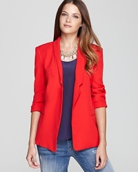 What a gem! This jewel-toned French Connection blazer adds instant pigment pop to pants and skirts alike. What a gem! This jewel-toned French Connection blazer adds instant pigment pop to pants and skirts alike.