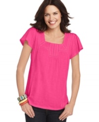Decorative stitching gives Style&co.'s essential cotton top a fresh look for the season! Decorative stitching gives Style&co.'s essential cotton top a fresh look for the season!