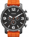 Fossil Men's JR1428 Nate Chronograph Orange Silicone Watch