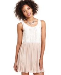 Your weekend playwear: an airy, pleated skirt and contrasting lace top give this Miss Chevious dress a casual vibe! Style it with flats and a cardigan for a brunch date with the girls. Your weekend playwear: an airy, pleated skirt and contrasting lace top give this Miss Chevious dress a casual vibe! Style it with flats and a cardigan for a brunch date with the girls.