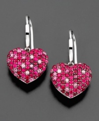 Sparkling in shades of pink and red, Balissima by Effy Collection's romantic heart earrings feature round-cut pink sapphires (1-1/2 ct. t.w.) and round-cut rubies (1-3/8 ct. t.w.) set in sterling silver. Approximate drop: 1 inch. Sparkling in shades of pink and red, Balissima by Effy Collection's romantic heart earrings feature round-cut pink sapphires (1-1/2 ct. t.w.) and round-cut rubies (1-3/8 ct. t.w.) set in sterling silver. Approximate drop: 1 inch.