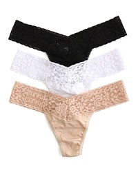 Hanky Panky's signature low-rise thong with logo detail along lace trim. Style #631581 Hanky Panky's signature low-rise thong with logo detail along lace trim. Style #631581