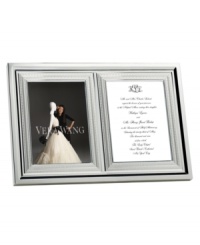 Celebrate the spirit of new love for years to come with this timelessly graceful double invitation frame. From the With Love collection by Vera Wang, it holds two 5 x 7 photos, or one invitation card beside one photo. Celebrate the spirit of new love for years to come with this timelessly graceful double invitation frame. From the With Love collection by Vera Wang, it holds two 5 x 7 photos, or one invitation card beside one photo.