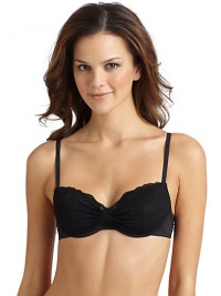 THE LOOKFloral lace overlay on cups with scalloped trimPadded cups with underwire supportRuched detail at center cupsAdjustable spaghetti strapsBack strap with hook-and-eye closureTHE MATERIALPolyamide/elastaneCARE & ORIGINDry cleanMade in Italy THE LOOKFloral lace overlay on cups with scalloped trimPadded cups with underwire supportRuched detail at center cupsAdjustable spaghetti strapsBack strap with hook-and-eye closureTHE MATERIALPolyamide/elastaneCARE & ORIGINDry cleanMade in Italy