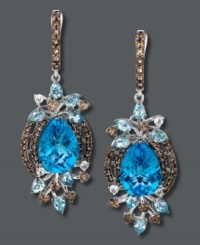 Let your style flourish in beautiful earrings by Le Vian. Naturally exquisite, large and small pear-cut blue topaz gemstones (13-1/2 ct. t.w.) serve as the focal point amongst rows of round-cut smokey quartz (1-1/3 ct. t.w.) and white topaz (1/4 ct. t.w.). Set in 14k white gold. Approximate drop: 2 inches. Let your style flourish in beautiful earrings by Le Vian. Naturally exquisite, large and small pear-cut blue topaz gemstones (13-1/2 ct. t.w.) serve as the focal point amongst rows of round-cut smokey quartz (1-1/3 ct. t.w.) and white topaz (1/4 ct. t.w.). Set in 14k white gold. Approximate drop: 2 inches.