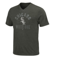 MLB Mens Chicago White Sox Game Day Weathered Charcoal Heather Short Sleeve V-Neck Tee By Majestic MLB Mens Chicago White Sox Game Day Weathered Charcoal Heather Short Sleeve V-Neck Tee By Majestic