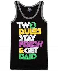 Rock out your summer streetwear with this graphic tank from Swag Like Us. Rock out your summer streetwear with this graphic tank from Swag Like Us.