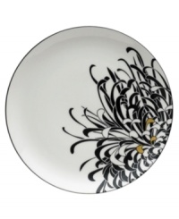 Bold florals inspired by 19th century Japanese textiles spring from the Chrysanthemum salad plates of this set of striking, graphic and stylish dinnerware. The dishes feature a bouquet of cream, charcoal and gold on everyday fine china that offers the cool, modern look and unparalleled durability of Denby. Bold florals inspired by 19th century Japanese textiles spring from the Chrysanthemum salad plates of this set of striking, graphic and stylish dinnerware. The dishes feature a bouquet of cream, charcoal and gold on everyday fine china that offers the cool, modern look and unparalleled durability of Denby.
