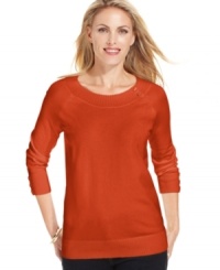 Karen Scott's crew-neck tee is an essential basic for casual style. Pair it with your favorite jeans or an A-line skirt! Karen Scott's crew-neck tee is an essential basic for casual style. Pair it with your favorite jeans or an A-line skirt!