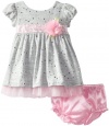 Sweet Heart Rose Baby-girls Infant Sweater Knit Dress With Exposed Crinoline, Grey, 24 Months