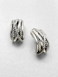 From the Crossover Collection. A simple, yet iconic design of cables in a wrapped crossover style. Sterling silverLength, about .88 tcwPost backImported