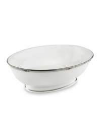 An art deco inspired design, platinum trim and metallic dots lend the Westerly Platinum open vegetable bowl sophisticated polish. This versatile collection perfectly coordinates with a variety of stemware and table linens. An art deco inspired design, platinum trim and metallic dots lend the Westerly Platinum open vegetable bowl sophisticated polish. This versatile collection perfectly coordinates with a variety of stemware and table linens.