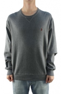 Polo Ralph Lauren Men's Gents Heather Crew Neck Sweater w/Small Maroon Pony Polo Ralph Lauren Men's Gents Heather Crew Neck Sweater w/Small Maroon Pony