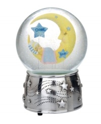 Better than a lullaby, the Sweet Dreams snow globe plays Twinkle Twinkle Little Star for sleepy kids and the man in the moon. With shooting stars in the silver-plated base by Reed & Barton. Better than a lullaby, the Sweet Dreams snow globe plays Twinkle Twinkle Little Star for sleepy kids and the man in the moon. With shooting stars in the silver-plated base by Reed & Barton.
