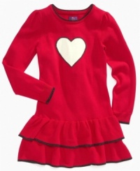 She'll spread the love and cheer in this precious ruffly sweater dress from So Jenni. She'll spread the love and cheer in this precious ruffly sweater dress from So Jenni.