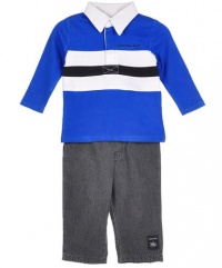 Calvin Klein Baby-boys Newborn Polo Long Sleeve Top with Jean, Assorted, 6-9 Months Calvin Klein Baby-boys Newborn Polo Long Sleeve Top with Jean, Assorted, 6-9 Months