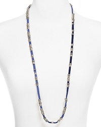 A leather strap and boldly hued beads are in harmony on this beaded necklace from Vanessa Mooney. A leather strap and boldly hued beads are in harmony on this beaded necklace from Vanessa Mooney.