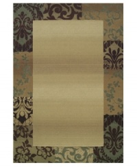 A stirring blend of greens and black create an expressive border on this Sphinx area rug. Inspired by traditional Persian rug motifs, the Genesis rug offers a casual, contemporary look that fits even the most formal spaces in your home. A stirring blend of greens and black create an expressive border on this Sphinx area rug. Inspired by traditional Persian rug motifs, the Genesis rug offers a casual, contemporary look that fits even the most formal spaces in your home.