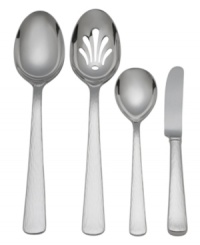 Serve modern sophistication at every meal with this Reed & Barton 4-piece hostess set in-hand. Hammered handles contrast sleek, shiny heads in 18/10 stainless steel. Serve modern sophistication at every meal with this Reed & Barton 4-piece hostess set in-hand. Hammered handles contrast sleek, shiny heads in 18/10 stainless steel.