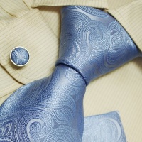 Sky Blue Tie for Men Paisleys Great Gift Mens Handmade Silk Ties Cuff Links Hanky Set H5101