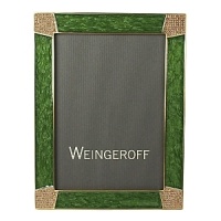 Created by hand in Weingeroff's 4th-generation workshop in Rhode Island, this boldly stylish frame showcases a textural hand-painted celadon-green border that's accented with hand-set Swarovski® crystals at each corner. Created by hand in Weingeroff's 4th-generation workshop in Rhode Island, this boldly stylish frame showcases a textural hand-painted celadon-green border that's accented with hand-set Swarovski® crystals at each corner.