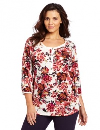 Lucky Brand Women's Plus-Size Painterly Rose Kara Top Lucky Brand Women's Plus-Size Painterly Rose Kara Top