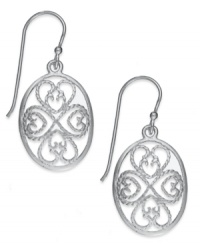 Sweet swirls in feminine filigree. Giani Bernini's pretty drop earrings features a cut-out design and simple oval shape set in sterling silver. Approximate drop: 1 inch. Sweet swirls in feminine filigree. Giani Bernini's pretty drop earrings features a cut-out design and simple oval shape set in sterling silver. Approximate drop: 1 inch.
