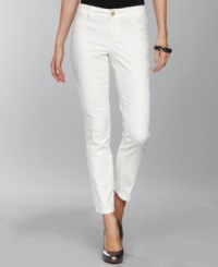 Jeans don't get any more sophisticated than this: INC's skinnies now come in a textured stretch-jacquard fabric!
