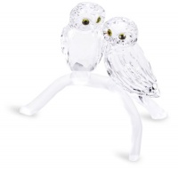 Swarovski Owls On Branch, Set of Two Swarovski Owls On Branch, Set of Two
