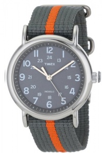 Timex Unisex T2N649 Weekender Watch with Gray and Orange Nylon Strap Timex Unisex T2N649 Weekender Watch with Gray and Orange Nylon Strap