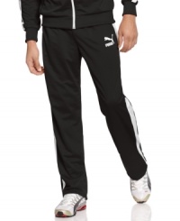 Step up your style whether you're hitting the gym or the couch with these sleek and comfortable track pants from Puma. Step up your style whether you're hitting the gym or the couch with these sleek and comfortable track pants from Puma.