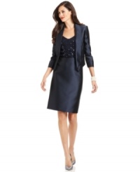 Tahari by ASL's petite combination shimmers with sequins and luxe satin fabric -- perfect for the holidays and special occasions, too. Tahari by ASL's petite combination shimmers with sequins and luxe satin fabric -- perfect for the holidays and special occasions, too.