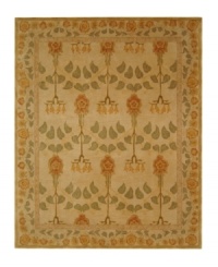 Bring the beauty and tranquility of an English garden inside with the Anatolia collection. A delicate trellis pattern and soft, natural green and beige soothe even the busiest of rooms. Artful blossoms and an unusual root detail have a calm, grounding effect. Hand-tufted of fine wool and dyed using an ancient pot dying technique. Bring the beauty and tranquility of an English garden inside with the Anatolia collection. A delicate trellis pattern and soft, natural green and beige soothe even the busiest of rooms. Artful blossoms and an unusual root detail have a calm, grounding effect. Hand-tufted of fine wool and dyed using an ancient pot dying technique.