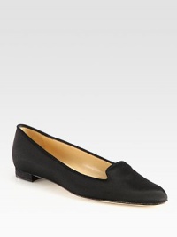 Slightly textured grosgrain ribbon smoking slipper has leather lining and soft suede trim. Grosgrain ribbon and suede upperLeather lining and solePadded insoleMade in Italy Slightly textured grosgrain ribbon smoking slipper has leather lining and soft suede trim. Grosgrain ribbon and suede upperLeather lining and solePadded insoleMade in Italy