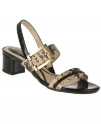 Undeniably sophisticated. Shiny patent and sexy snake-print finishes take the Cambree sandals by Naturalizer to a level most comfort shoes will never know! Undeniably sophisticated. Shiny patent and sexy snake-print finishes take the Cambree sandals by Naturalizer to a level most comfort shoes will never know!