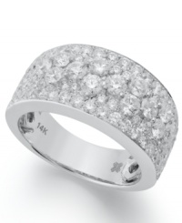 Sparkle for days. This stunning band ring features multiple rows of small and large round-cut diamonds (2-1/2 ct. t.w.) clustered together. Crafted in 14k white gold. Sparkle for days. This stunning band ring features multiple rows of small and large round-cut diamonds (2-1/2 ct. t.w.) clustered together. Crafted in 14k white gold.