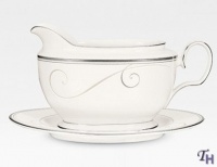 Noritake Platinum Wave 2-Piece Gravy Boat with Tray Noritake Platinum Wave 2-Piece Gravy Boat with Tray