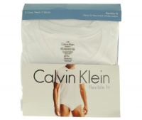Calvin Klein Men's Flexible Fit Short-Sleeve Crew Tee, 2 Pack, White, Large Calvin Klein Men's Flexible Fit Short-Sleeve Crew Tee, 2 Pack, White, Large